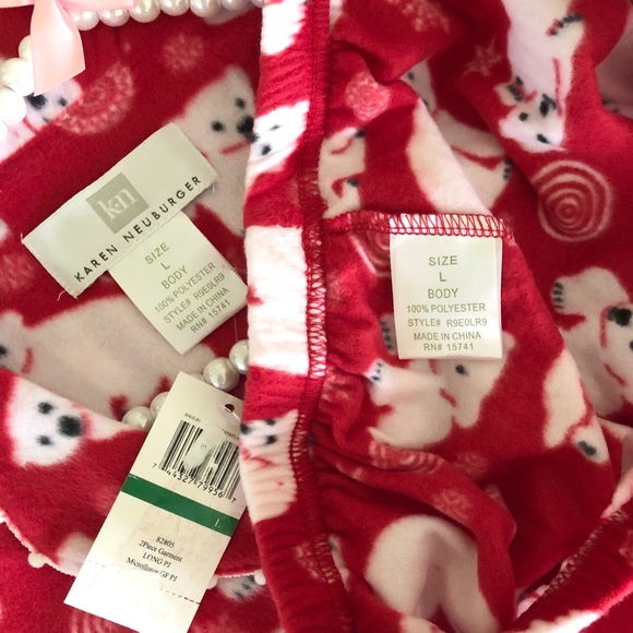 Karen Neuburger Red Fleece Pajamas Set L New NWT - Picture 6 of 8